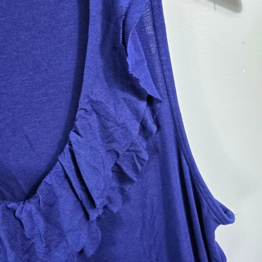 Merona Navy Ruffle-Front Sleeveless Tank Size L - Picture 3 of 7